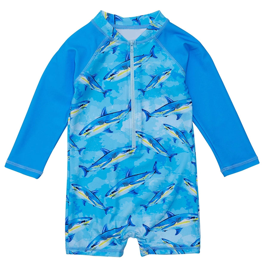 Snapper Rock Girls Boys Infants Toddlers Kids Juniors One-piece Swimsuit Rashguard Surf Suit Sharks The Plaid Giraffe Childrens Boutique