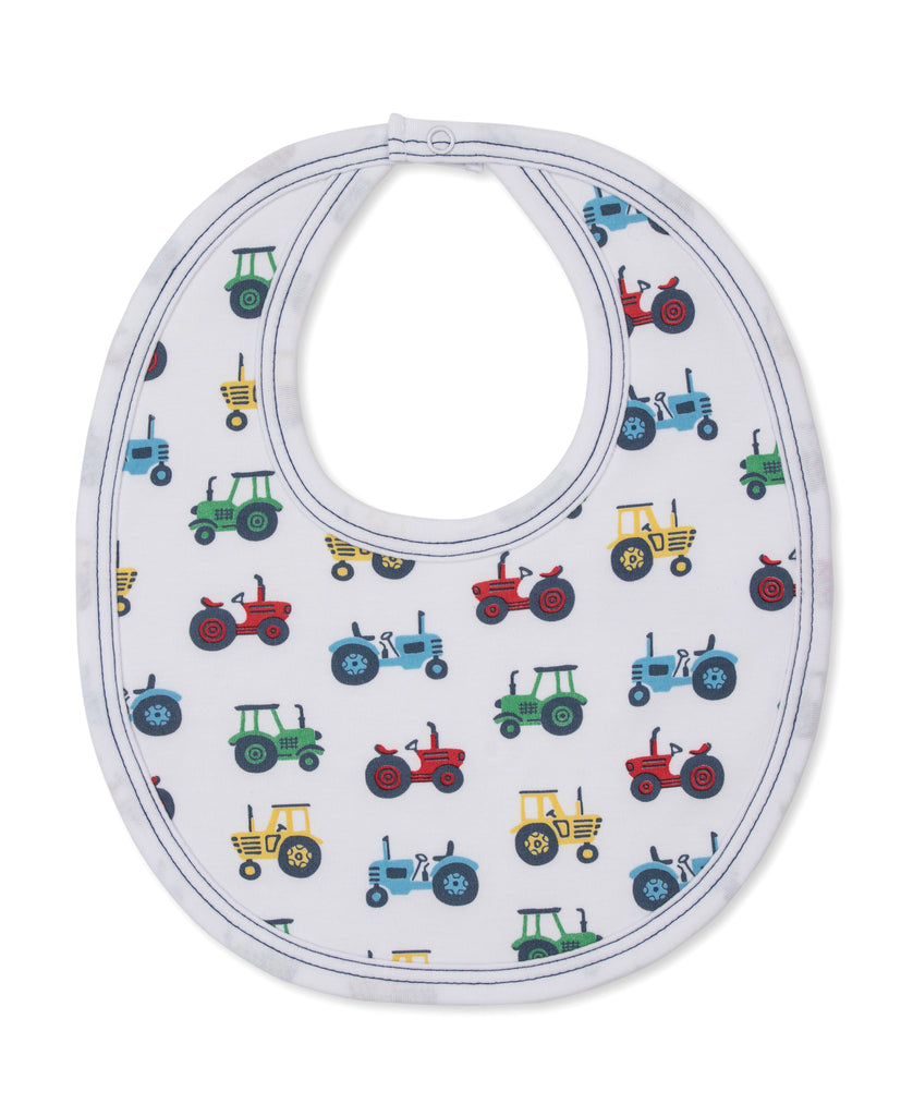 Kissy, Kissy Girls Boys Infants Toddlers Footie Snap Closures Stripes Tractors Farm Equipment Bib 100% Pima Cotton The Plaid Giraffe Children's Boutique