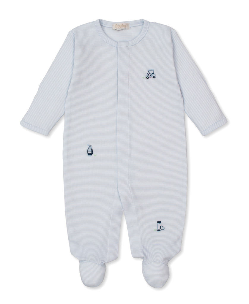 Kissy Kissy Girls Boys Unisex Footie Sleeper Sleepwear Nightwear Golf Clubs Carts Green Stripes Sports 100% Pima Cotton The Plaid Giraffe Children's Boutique