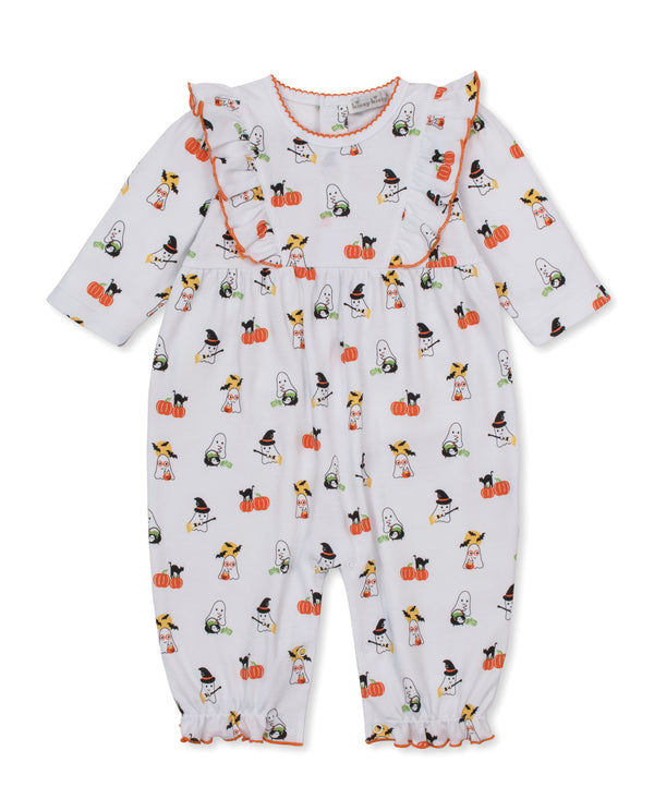 Kissy Kissy Boys Girls Unisex Romper Long Sleeve Halloween Ghosts Bats Pumpkins Black Cats 100% Pima Cotton The Plaid Giraffe Children's Boutique