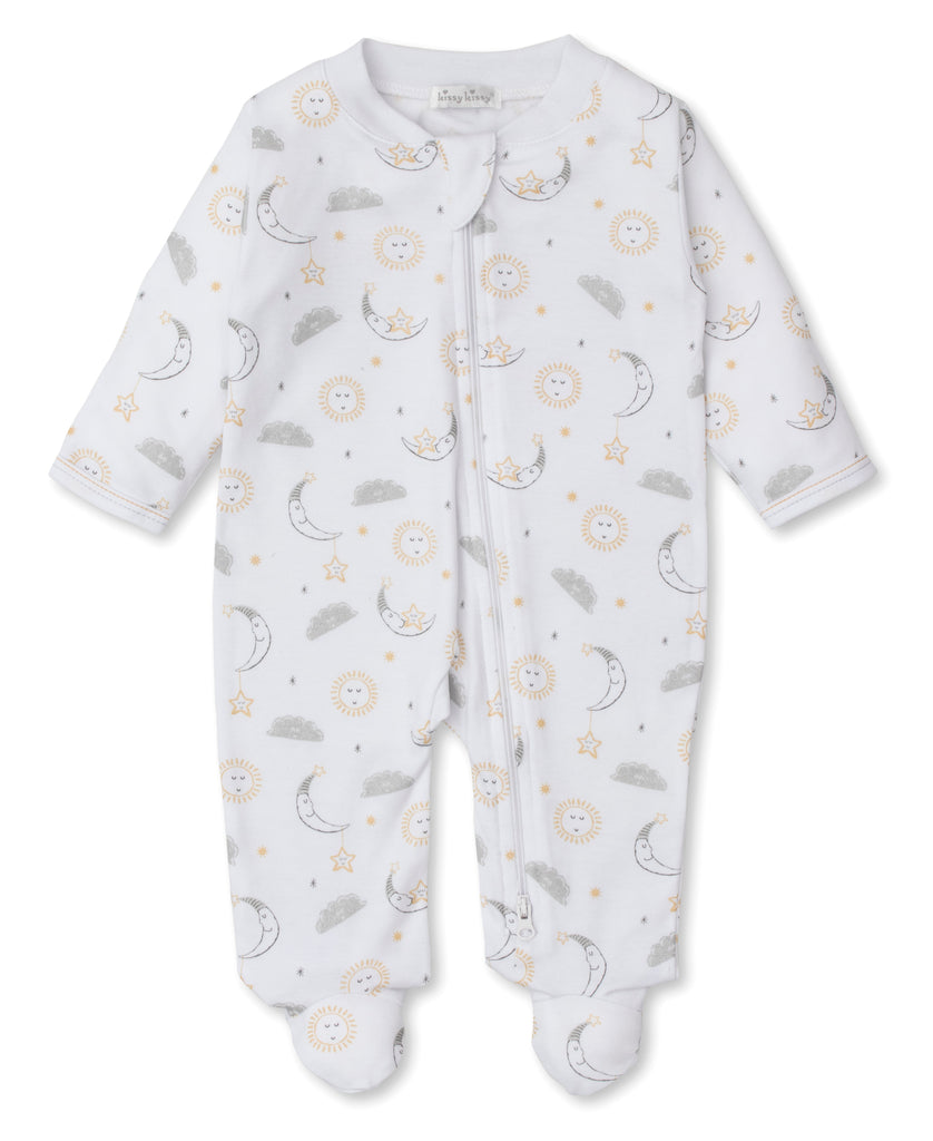 Kissy Kissy Boys Girls Infants Footie Sleeper Sleepwear Nightwear Moon Stars Sun Unisex 100% Pima Cotton The Plaid Giraffe Childrens Boutique