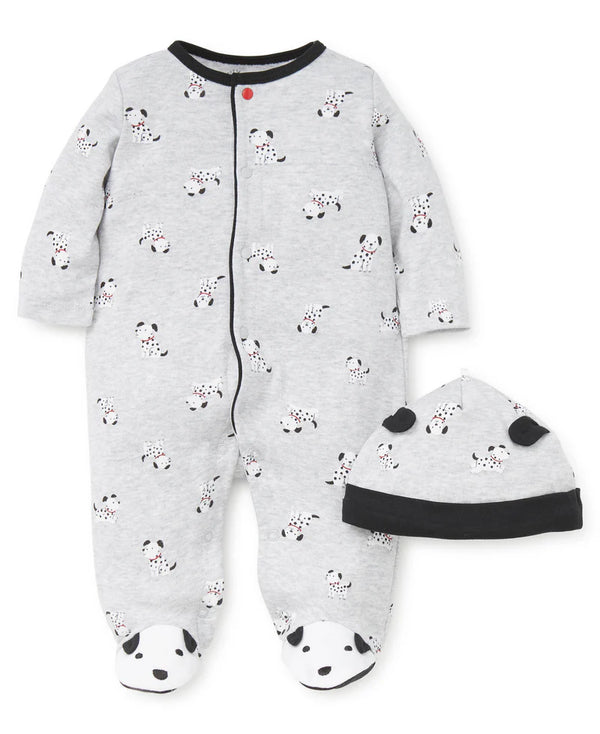 Little Me Unisex Boys Girls Infants Toddlers Bibs Burp Cloths Footie Sleeper Sleepwear Nightwear Dogs Puppies Dalmatians Hat 100% Cotton The Plaid Giraffe Children's Boutique