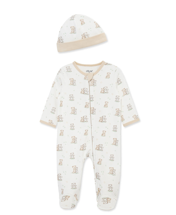 Little Me Boys Girls Unisex Infants Toddlers Footie Sleeper Sleepwear Nightwear Teddy Bears Two-way Zipper Hat 100% Cotton The Plaid Giraffe Children's Boutique
