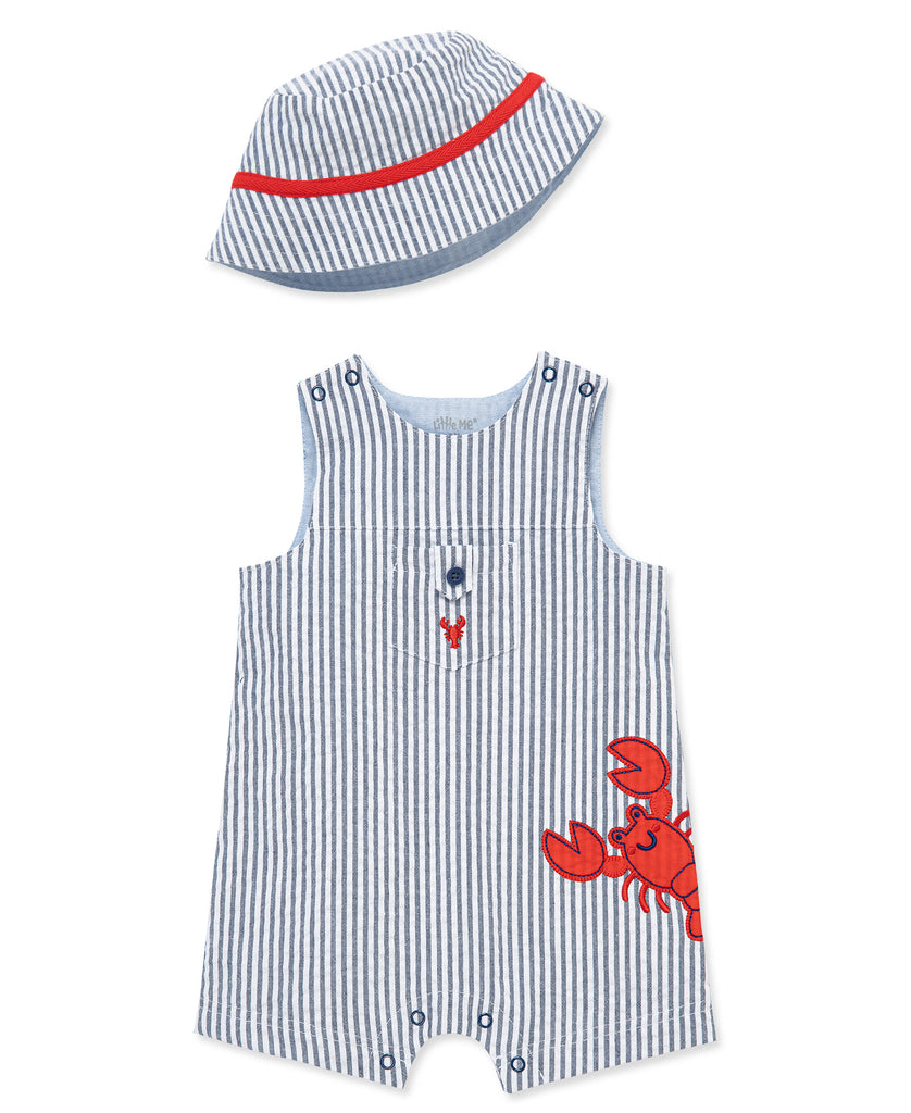 Little Me Boys Girls Infants Toddlers Romper Seersucker Stripes Lobster Ocean 100% Cotton The Plaid Giraffe Children's Boutique