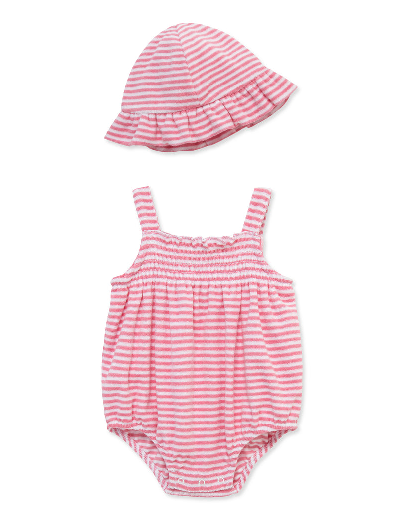 Little Me Boys Girls Unisex Infants Toddlers Romper Striped Hat Bubble Sunsuit Terry Cloth Smocking The Plaid Giraffe Children's Boutique