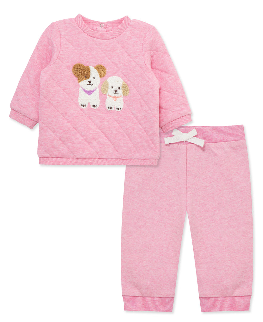 Little Me Boys Girls Unisex Infants Toddlers Kids Quilted Sweatshirt Sweatpants Jogging Pants Puppies Dogs The Plaid Giraffe Children's Boutique