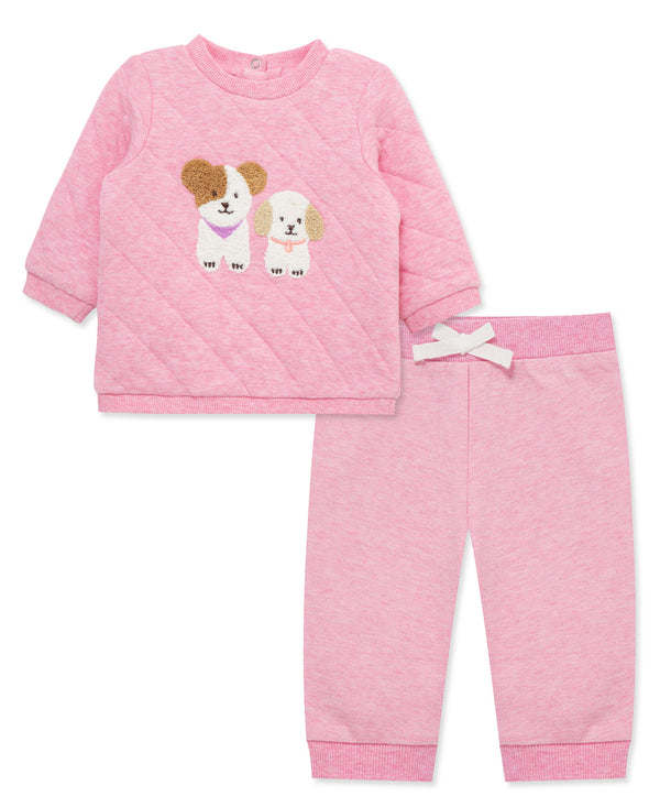 Little Me Boys Girls Unisex Infants Toddlers Kids Quilted Sweatshirt Sweatpants Jogging Pants Puppies Dogs The Plaid Giraffe Children's Boutique