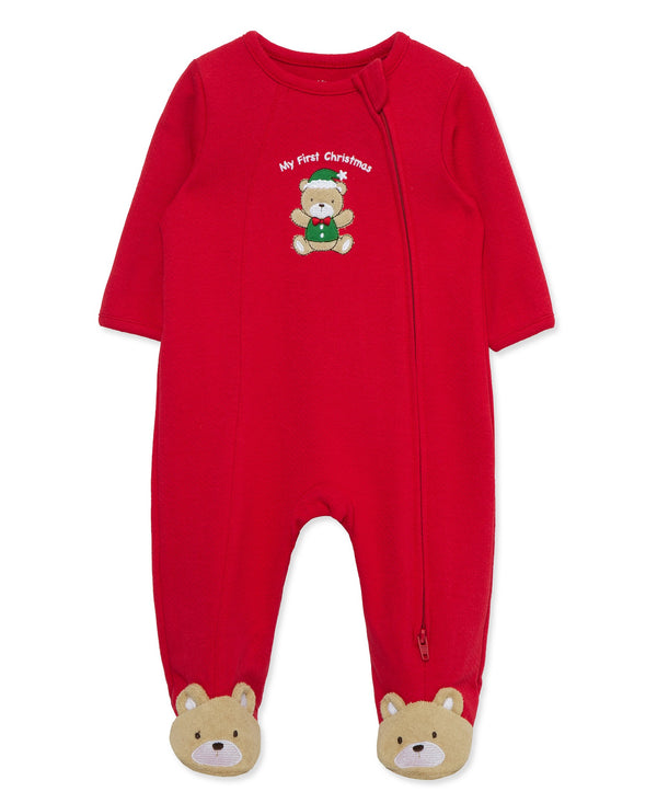 Unisex My First Christmas Bear Footie