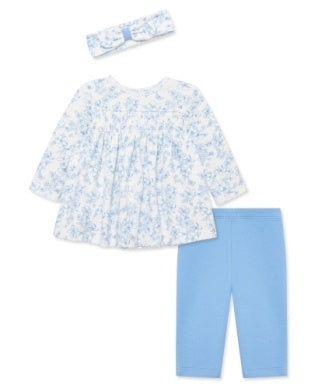 Little Me Girls Infants Top Pants Headband Flowers Floral Smocking The Plaid Giraffe Children's Boutique