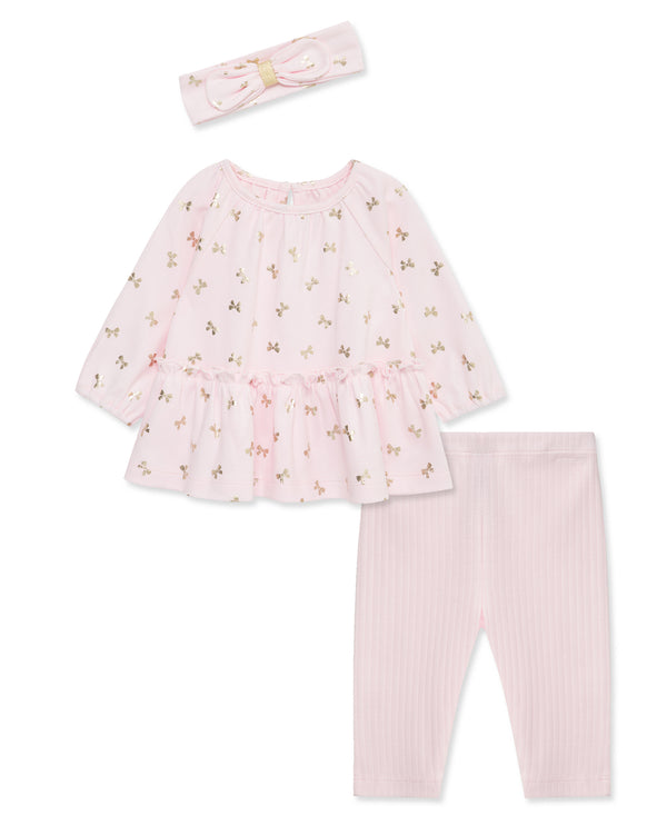 Little Me Boys Girls Unisex Infants Toddlers Kids Top Ribbed Pants Leggings Headband Gold Foil Bows 100% Cotton The Plaid Giraffe Children's Boutique