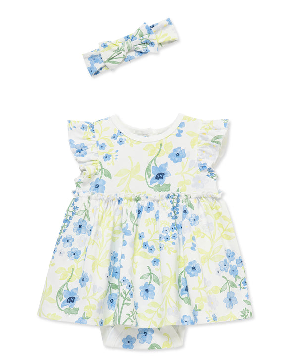 Little Me Boys Girls Infants Toddlers Dress Bodysuit Bluebells Flowers Headband The Plaid Giraffe Children's Boutique