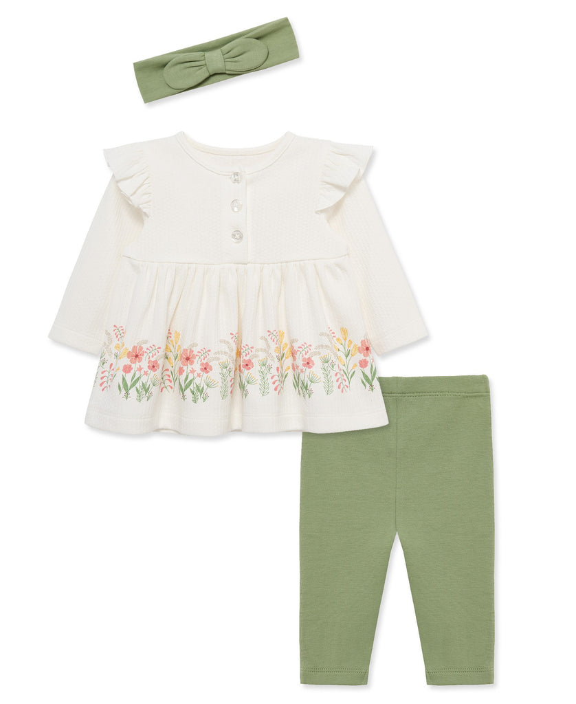 3 Piece Girls L/S Top, Leggings, & Headband
