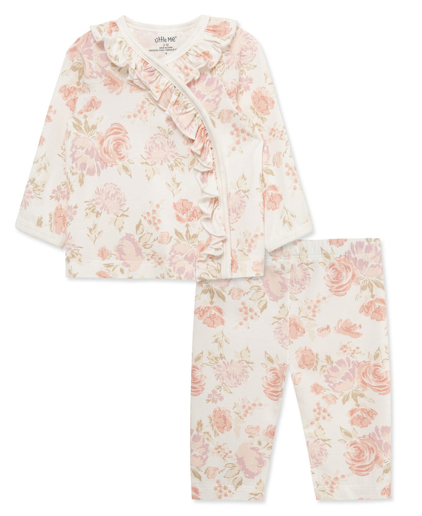 Little Me Boys Girls Infants Toddlers Kids Kimono Top Pants Roses Floral Flowers Bamboo The Plaid Giraffe Children's Boutique