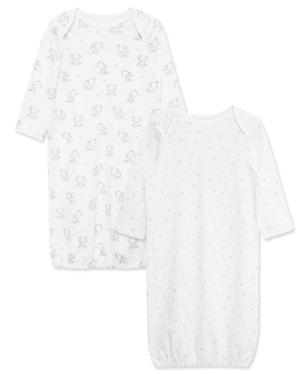 Little Me Girls Boys Infants Toddlers Gown Elastic Hem Sleepwear Nightwear Elephants Jungle Animals Squares Lap Shoulder 100% Organic Cotton The Plaid Giraffe Children's Boutique