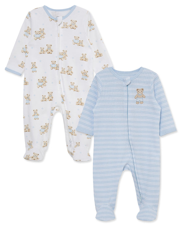 Little Me Boys Girls Infants Toddlers Kids Footie Sleeper Sleepwear Nightwear Teddy Bears Stripes Two-way Zipper Swaddle 100% Organic Cotton The Plaid Giraffe Children's Boutique