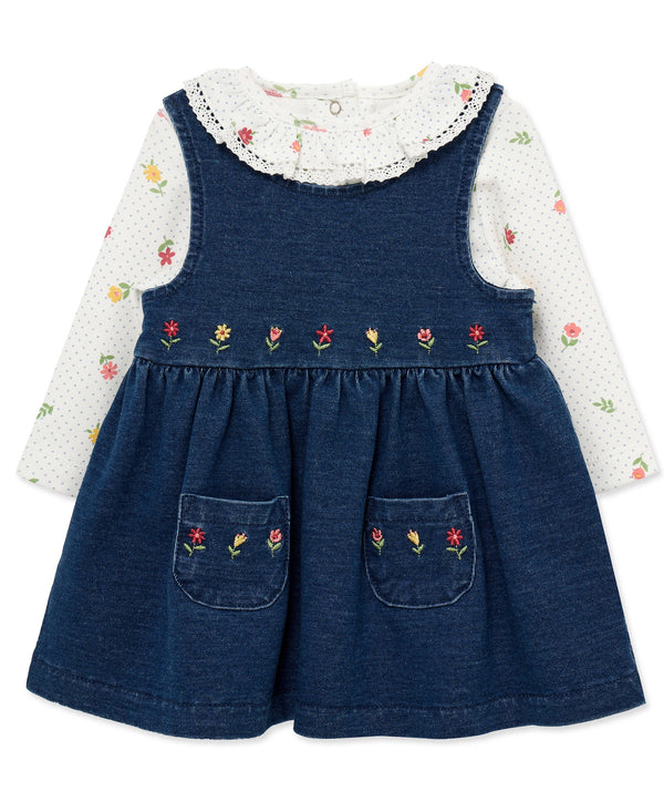 Little Me Girls Boys Unisex Infants Toddlers Top Denim Jumper Diaper Cover Flowers Floral The Plaid Giraffe Children's Boutique