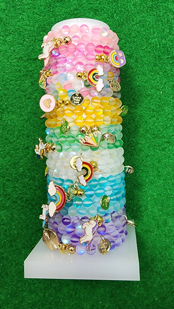 Little Miss Zoe Girls Toddlers Kids Juniors Bracelets Stretchy Beads Unicorn Rainbow Hearts The Plaid Giraffe Children's Boutique