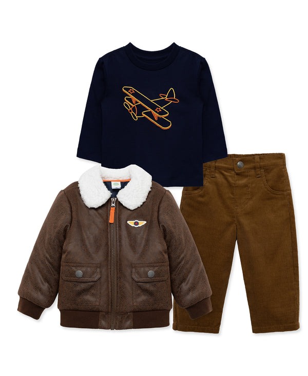 Little Me Boys Girls Unisex Infants Toddlers Kids Shirt Aviator Jacket Corduroy Pants Airplanes 100% Cotton The Plaid Giraffe Children's Boutique