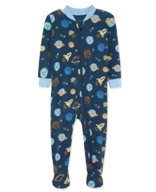 Little Me Boys Infants Footie Sleeper Sleepwear Nightwear Planets Space Bamboo The Plaid Giraffe Children's Boutique