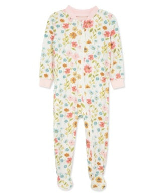 Little Me Girls Infants Footie Sleeper Sleepwear Nightwear Flowers Floral Bamboo The Plaid Giraffe Children's Boutique