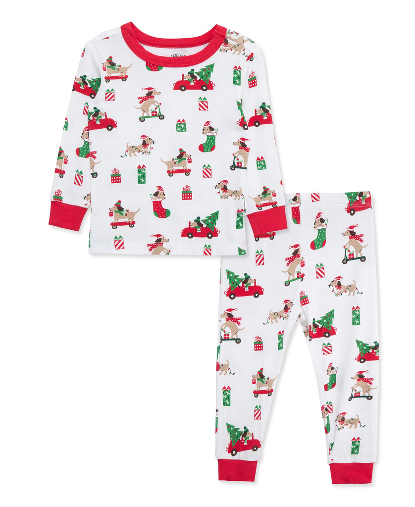 2 Piece Unisex Christmas Puppy Pajamas
