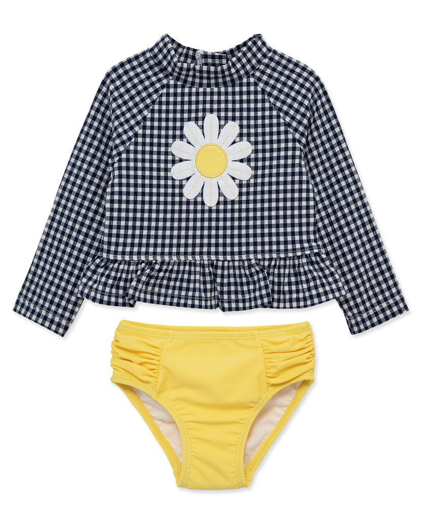 Little Me Girls Boys Infants Toddlers Swimwear Swimsuit Rashguard UPF 50+ Gingham Check Daisies Flowers The Plaid Giraffe Children's Boutique