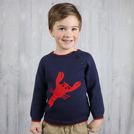 Zubels Infants Toddlers Kids Boys Girls Unisex Sweater Lobster 100% Cotton  The Plaid Giraffe Childrens Boutique