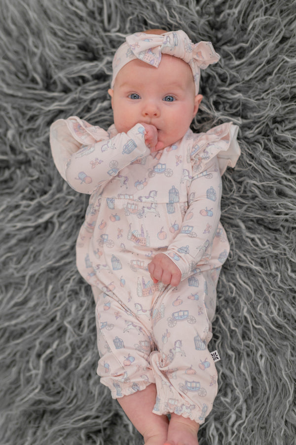 Sweet Bamboo Girls Boys Infants Toddlers Kids Fairy Godmother Flutter Sleeve Romper Castles Carriages Fairies  The Plaid Giraffe Children's Boutique