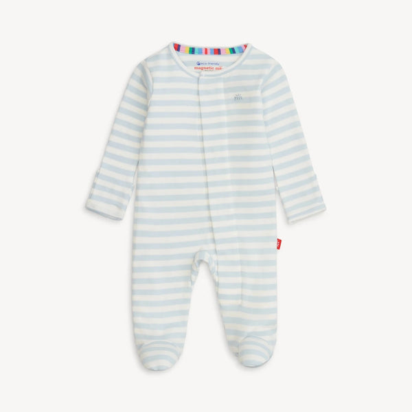 Magnetic Me Girls Boys Unisex Infants Toddlers Kids Footie Sleeper Sleepwear Nightwear Stripes Magnets 100% Organic Cotton The Plaid Giraffe Children's Boutique