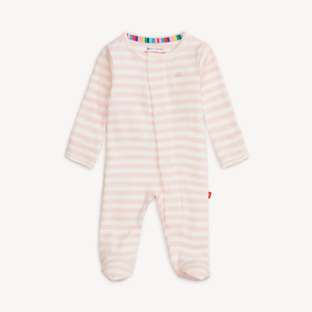 Magnetic Me Girls Boys Unisex Infants Toddlers Kids Footie Sleeper Sleepwear Nightwear Stripes Magnets 100% Organic Cotton The Plaid Giraffe Children's Boutique