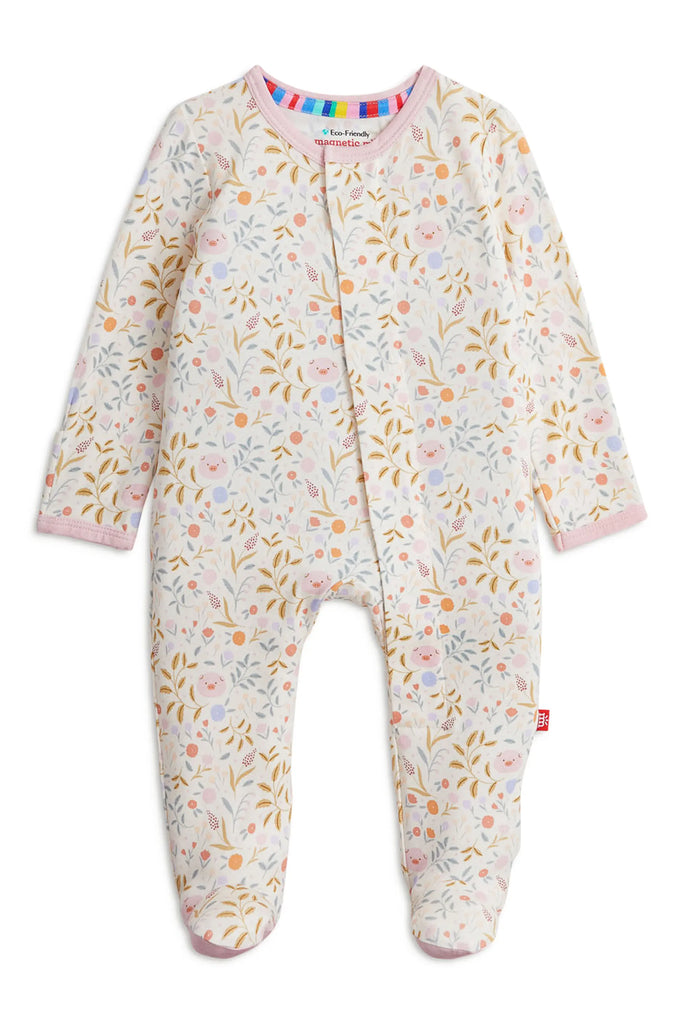 Magnetic Me Girls Boys Unisex Footie Sleeper Sleepwear Nightwear Bamboo Pigs Farm Animals Flowers Floral Magnetic Fasteners The Plaid Giraffe Children's Boutique