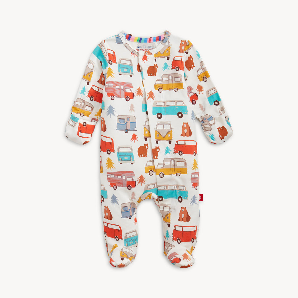 Magnetic Me Girls Boys Unisex Infants Toddlers Footie Sleeper Sleepwear Nightwear RV Camping Vehicles Bears Forest Animals Magnetic Closures The Plaid Giraffe Children's Boutique