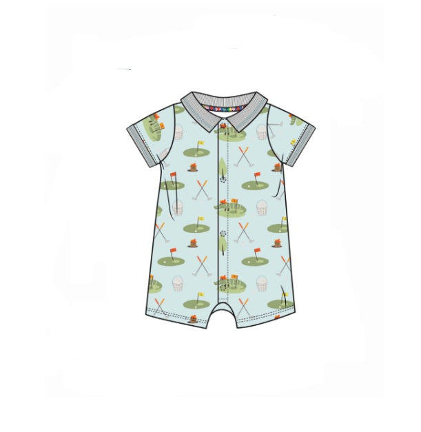 Magnetic Me Girls Boys Infants Toddlers Kids Short Romper Polo Style Golf Sports Magnetic Fasteners The Plaid Giraffe Children's Boutique