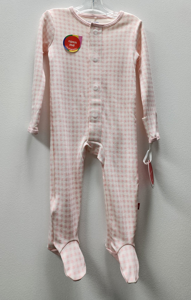Magnetic Me Boys Girls Unisex Infants Toddlers Footie Sleeper Sleepwear Nightwear Magnetic Fasteners Gingham Checked 100% Organic Cotton The Plaid Giraffe Children's Boutique