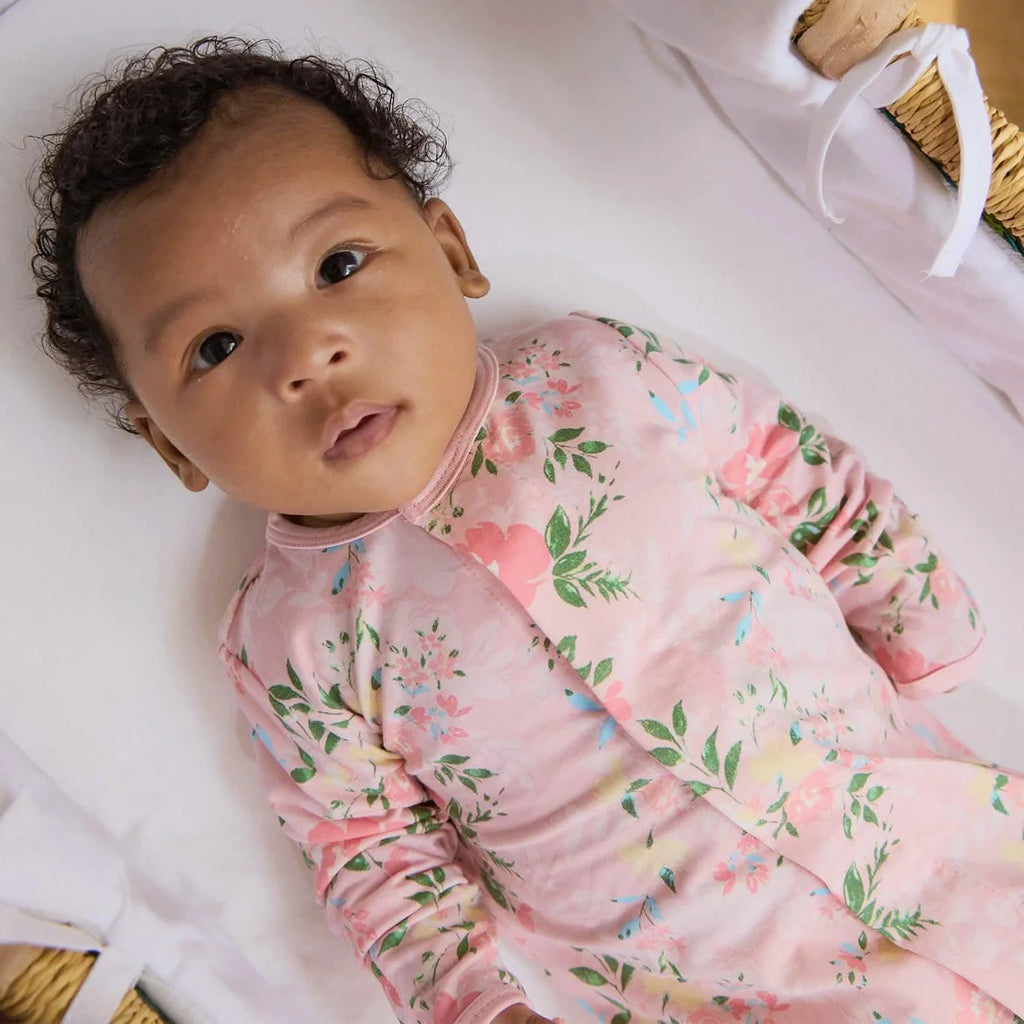 Magnetic Me Girls Boys Unisex Infants Toddlers Ainslee Gown Hat Sleepwear Nightwear Footie Sleeper Floral Flowers Magnetic Fasteners The Plaid Giraffe Children's Boutique