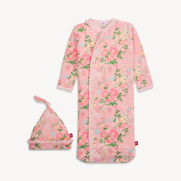 Magnetic Me Girls Boys Unisex Infants Toddlers Ainslee Gown Hat Sleepwear Nightwear Footie Sleeper Floral Flowers Magnetic Fasteners The Plaid Giraffe Children's Boutique