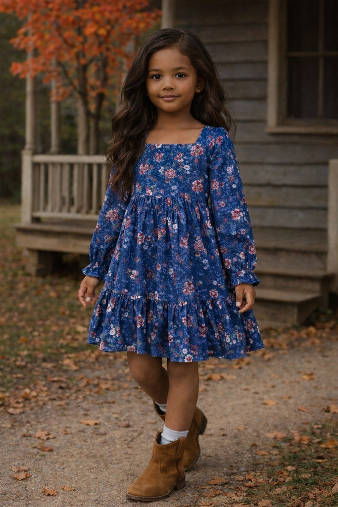 Be Girl Clothing Girls Infants Toddlers Kids Juniors Dress Floral Flowers Twirl Square Neckline The Plaid Giraffe Children's Boutique