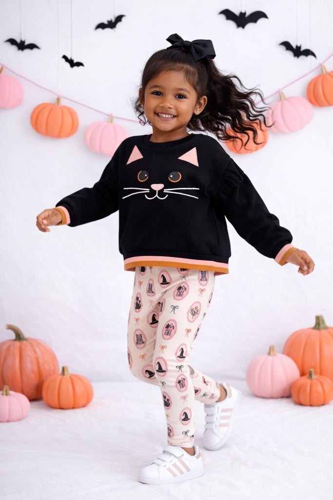 Be Girls Clothing Girls Infants Toddlers Kids Juniors Top Leggings Black Cat Halloween Witches The Plaid Giraffe Children's Boutique
