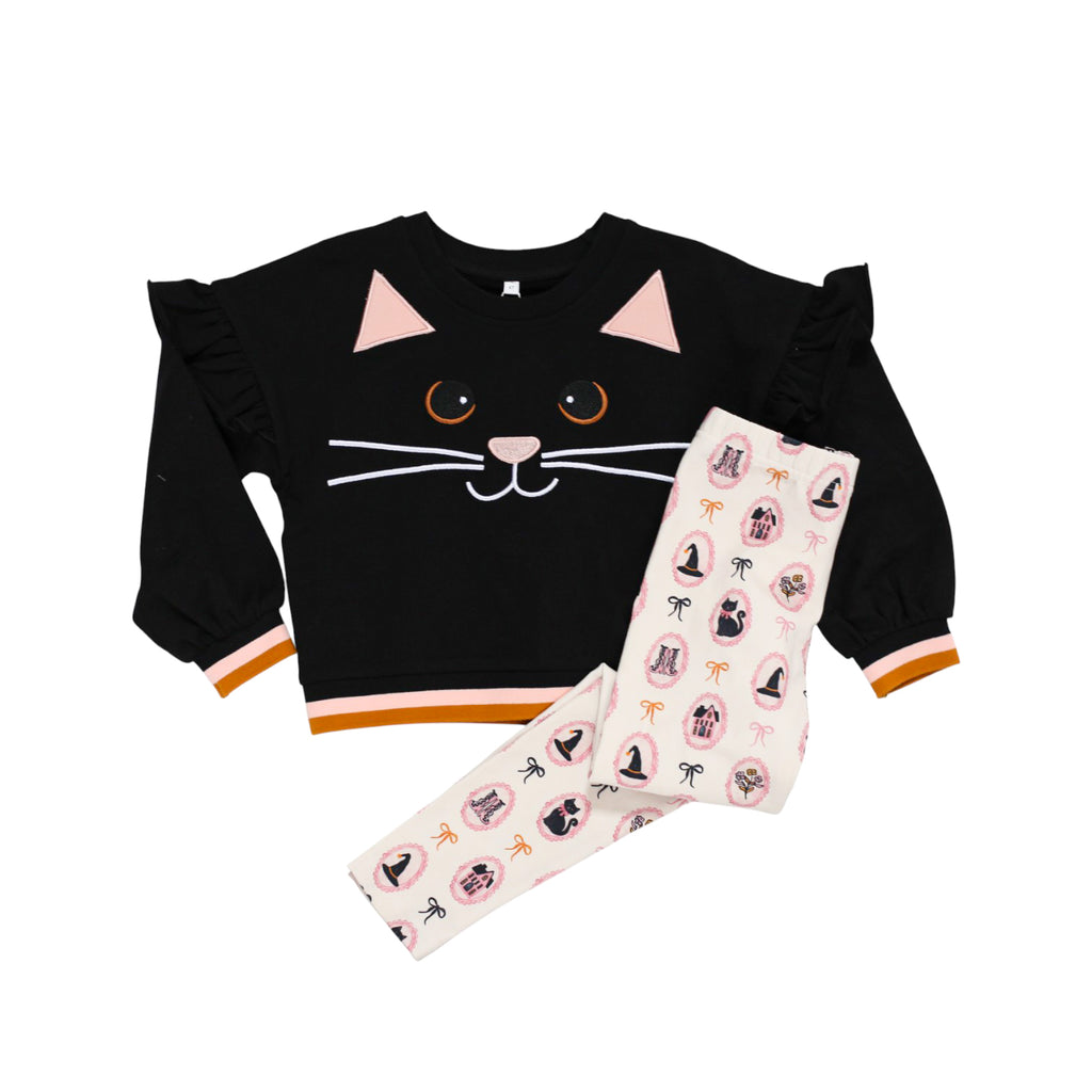 Be Girls Clothing Girls Infants Toddlers Kids Juniors Top Leggings Black Cat Halloween Witches The Plaid Giraffe Children's Boutique