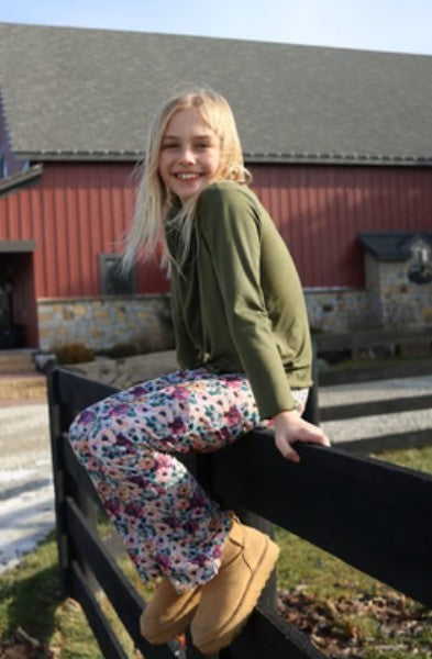 Girls Flower Yoga Leggings
