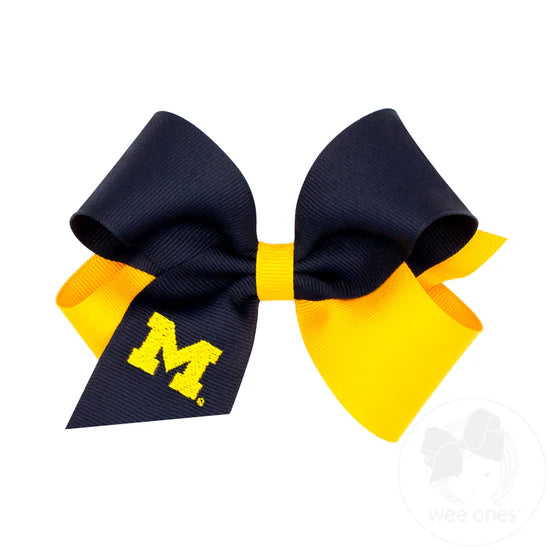 Wee Ones Girls Hair Accessories Medium Bows University of Michigan Wolverines The Plaid Giraffe Childrens Boutique