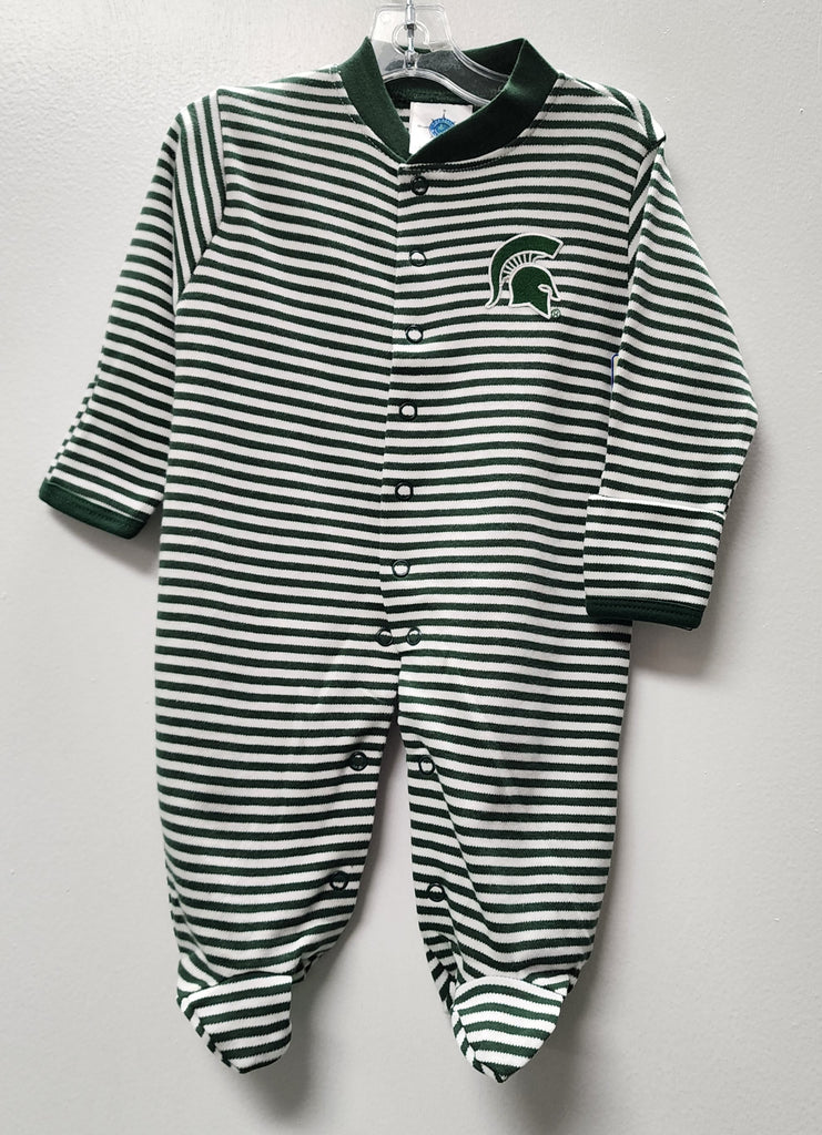 Creative Knitwear Unisex Boys Girls Infants Toddlers Footie Sleeper Sleepwear Nightwear Stripes Michigan State 100% Cotton The Plaid Giraffe Childrens Boutique