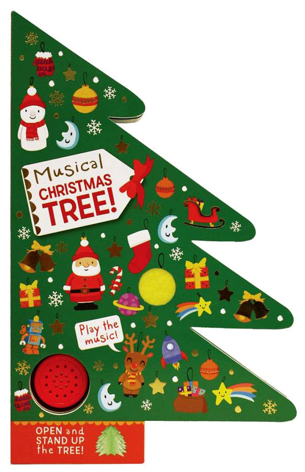 Sourcebooks Girls Boys Musical Christmas Tree Board Book Tree Shaped Santa Holiday Christmas The Plaid Giraffe Childrens Boutique