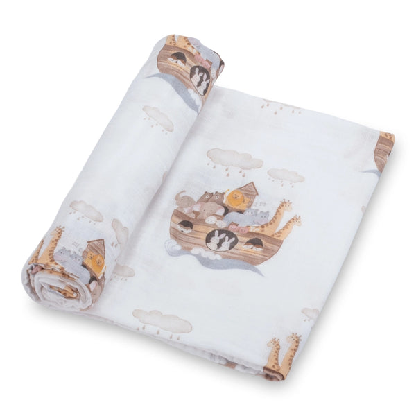 LollyBanks Girls Boys Infants Toddlers Swaddles Blankets 100% Cotton Muslin Noah's Ark Animals Forest Animals Jungle Animals Farm Animals The Plaid Giraffe Childrens Boutique