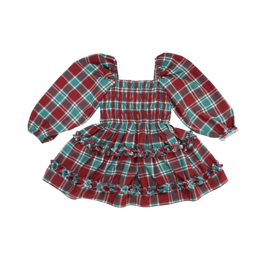 Be Girl Clothing Girls Infants Toddlers Kids Juniors Noel Belle Dress Tie Button Down Shirt Plaid Smocking Christmas Holidays Special Occasions Celebrations The Plaid Giraffe Children's Boutique