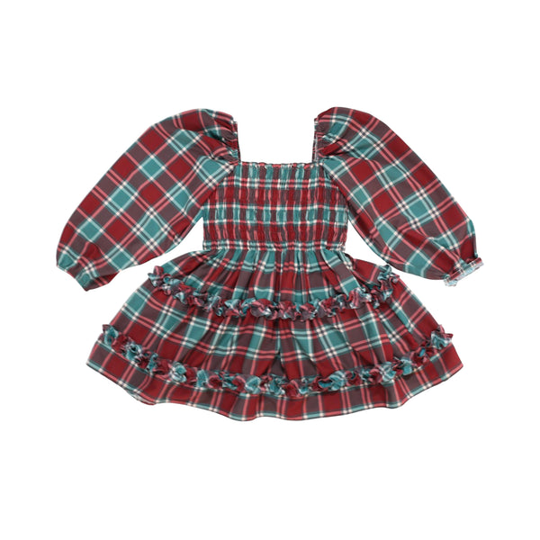 Be Girl Clothing Girls Infants Toddlers Kids Juniors Noel Belle Dress Tie Button Down Shirt Plaid Smocking Christmas Holidays Special Occasions Celebrations The Plaid Giraffe Children's Boutique