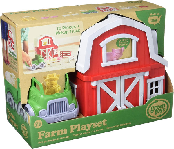 Green Toys Toys Pretend Toddlers Kids Farm Set Barn Animals Truck Farm Equipment 100% Recycled Plastic Made In The USA The Plaid Giraffe Childrens Boutique