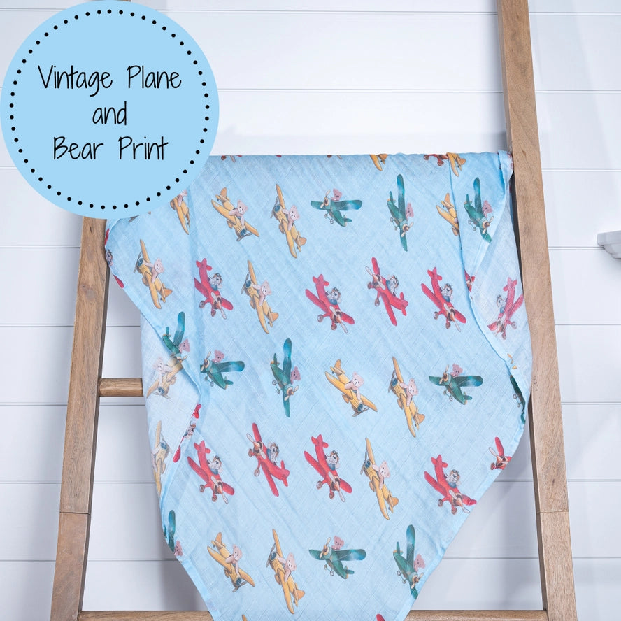 LollyBanks Girls Boys Unisex Infants Toddlers Kids Swaddles Airplanes Teddy Bears 100% Cotton Muslin The Plaid Giraffe Children's Boutique