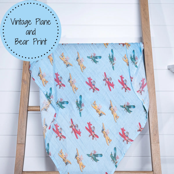 LollyBanks Girls Boys Unisex Infants Toddlers Kids Swaddles Airplanes Teddy Bears 100% Cotton Muslin The Plaid Giraffe Children's Boutique