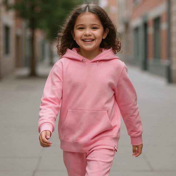 2 Piece Girls Pink Peony Hooded Jogger Set